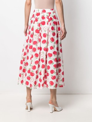 Boutique Moschino Graphic-Print Box-Pleat Skirt