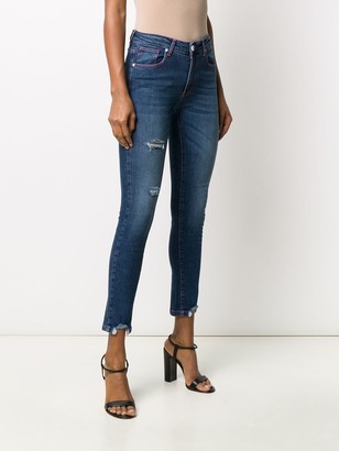 Frankie Morello Distressed Mid-Rise Skinny Jeans