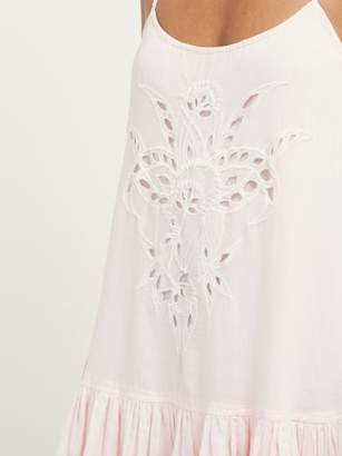 Juliet Dunn Floral Broderie-anglaise Cotton Mini Dress - Womens - Pink