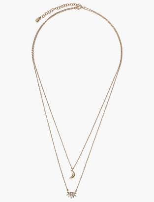Lucky Brand Sterling Silver Sun And Moon Layer Necklace
