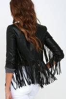 Thumbnail for your product : Glamorous Dropping a Line Black Vegan Leather Jacket