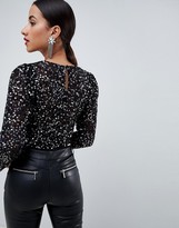 Thumbnail for your product : ASOS DESIGN long sleeve top with sequin embellishment