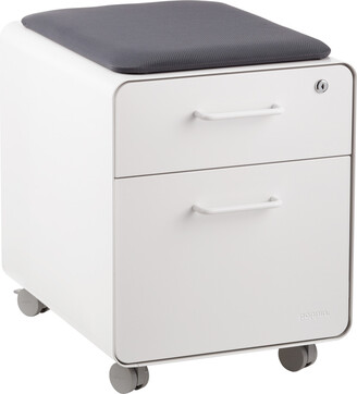 Light Gray Mini Stow File Cabinet with Casters and Pad Poppin White 