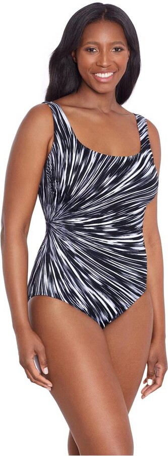 Longitude by Mimi Flamingo Women's Panel Scoopneck Tank One-Piece Swimsuit