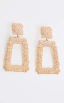Thumbnail for your product : PrettyLittleThing Gold Textured Square Drop Statement Earrings