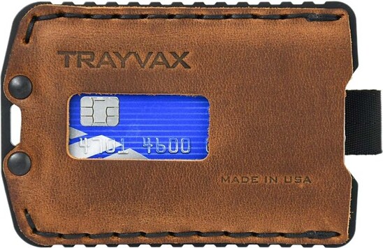 Trayvax Wallets Ascent Card Holder Black/Tobacco Brown