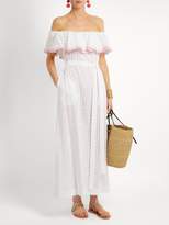 Thumbnail for your product : Lisa Marie Fernandez Mira Ruffle-trimmed Broderie-anglaise Cotton Dress - Womens - White Multi