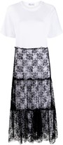 Thumbnail for your product : RED Valentino Panelled Lace-Insert Midi Dress
