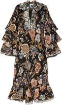 Thumbnail for your product : Tory Burch Embellished Printed Plisse Georgette Midi Dress