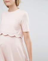 Thumbnail for your product : ASOS Maternity - Nursing Maternity Nursing Scallop Dress With Short Sleeve