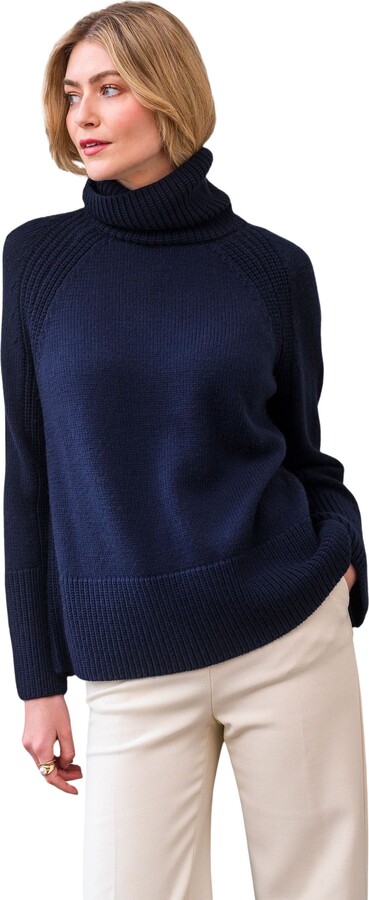 Celtic & Co. Merino Rib Detail Turtleneck Sweater