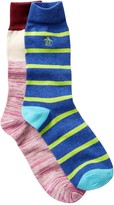 Thumbnail for your product : Original Penguin Stripe & Melange Crew Socks - Pack of 2