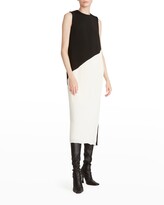 Thumbnail for your product : Halston Hazel Bicolor Pleated Crepeon Dress