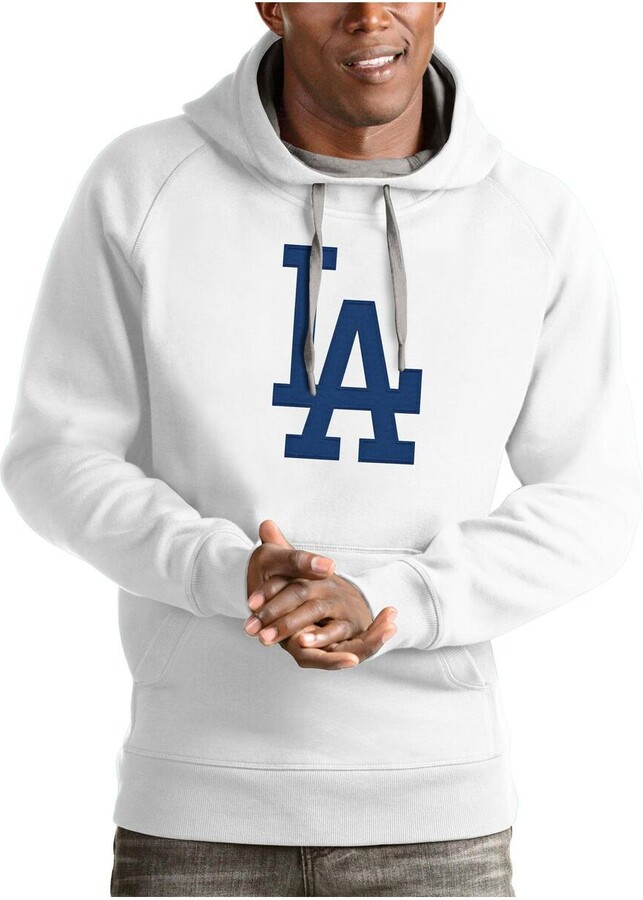 Antigua Men's White Los Angeles Dodgers Victory Pullover Team Logo Hoodie
