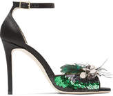 Thumbnail for your product : Jimmy Choo Annie 100 Sequin And Feather-embellished Satin Sandals