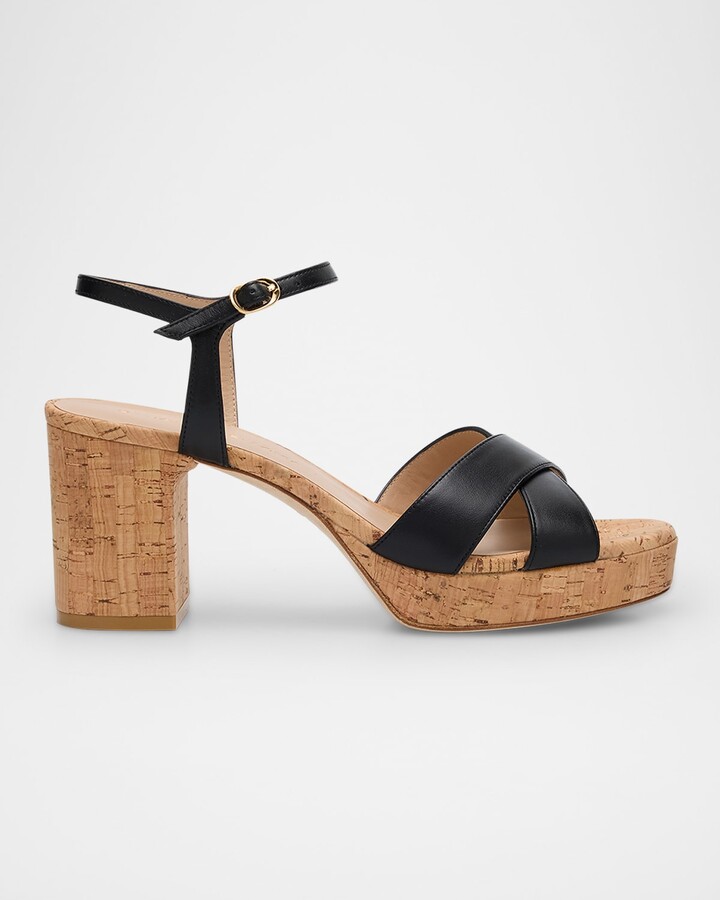 Stuart Weitzman Dayna Leather Crisscross Platform Sandals