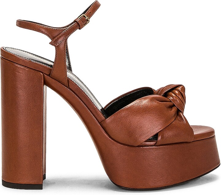 【Saint Laurent】送料/関税込 KNOT PLATFORM SANDAL HEELS Saint Laurent Bianca Knotted Ankle-Strap Platform Sandals