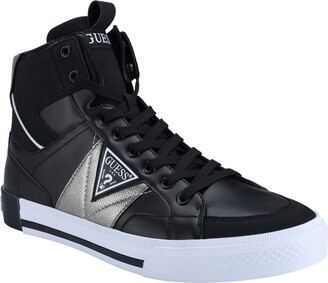 GUESS Men's Santino Triangle Logo High-Top Sneakers - Black, Pewter, White  - ShopStyle