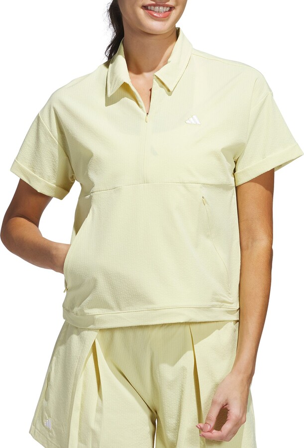 adidas Women's Go-To Short Sleeve Layer Golf Sweatshirt, XS, Powder Yellow