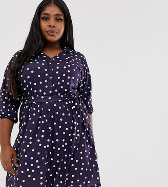 navy blue polka dot dress plus size