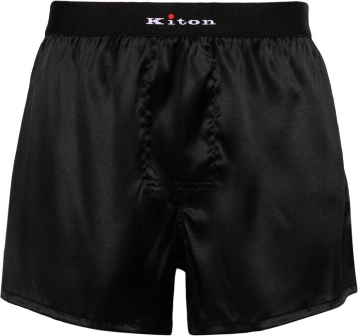 Mens Boxer Shorts Woburn Pure Silk Black