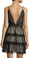 Thumbnail for your product : Alice + Olivia Olive Tiered Lace Mini Dress, Black/Brown