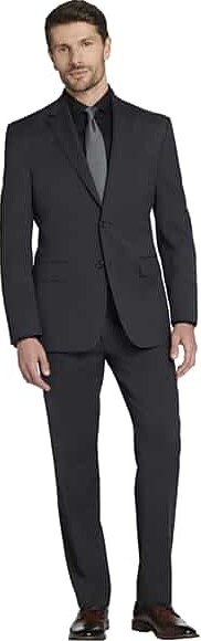 Pronto Uomo Platinum Men's Modern Fit Wool Blend 3-Piece Suit Navy Sharkskin
