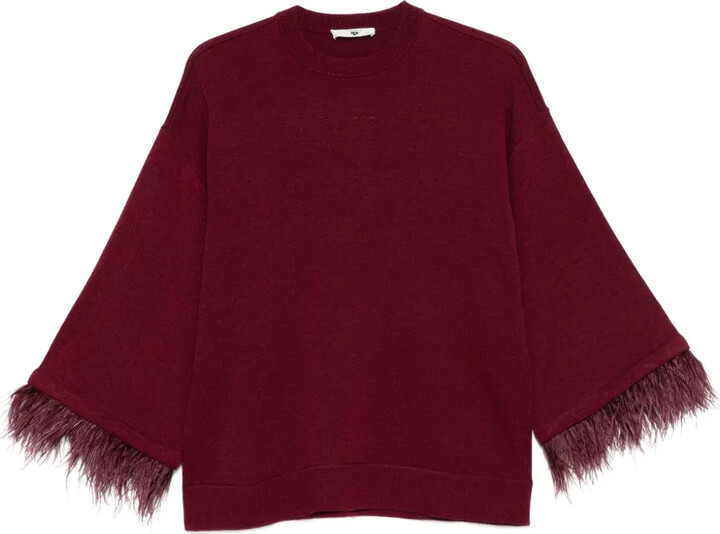 Twin-Set Feather-Trim Sweater