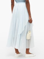 Thumbnail for your product : Vika Gazinskaya Crinkle-pleat Waterfall-panel Cotton-batiste Skirt - Blue