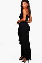 Thumbnail for your product : boohoo Ruffle Front Split Crepe Maxi Skirt