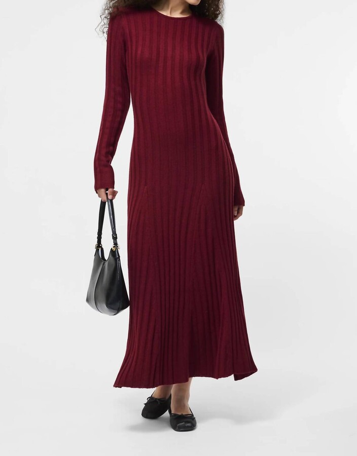 French Connection Babysoft Long Sleeve Midi Dress In Cabernet