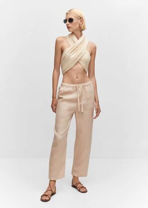 By Anthropologie Ankle-Tie Linen Trousers