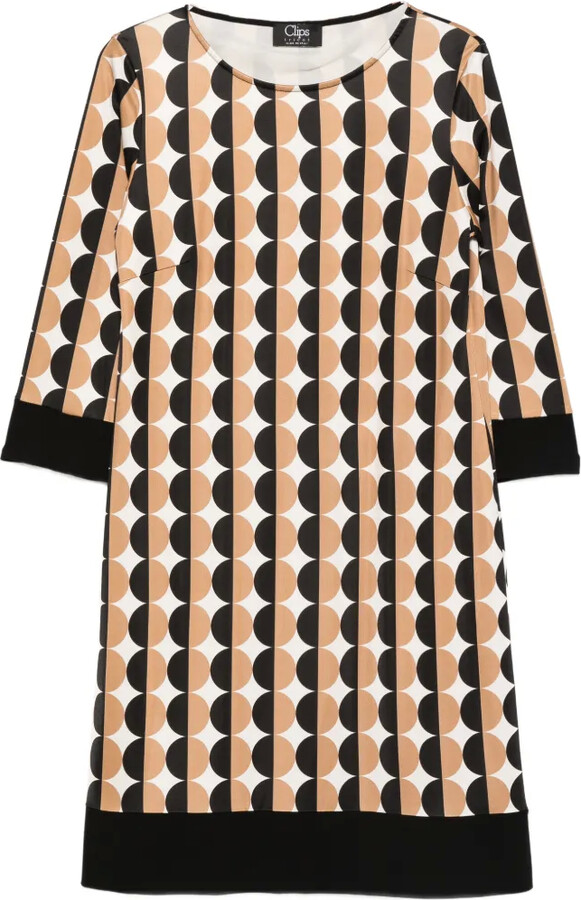 Clips Geometric-Print Midi Dress