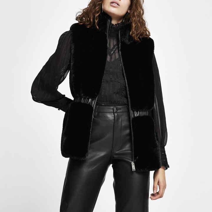 black fur gilet ladies