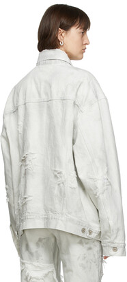 Balenciaga Grey Denim Ripped Jacket