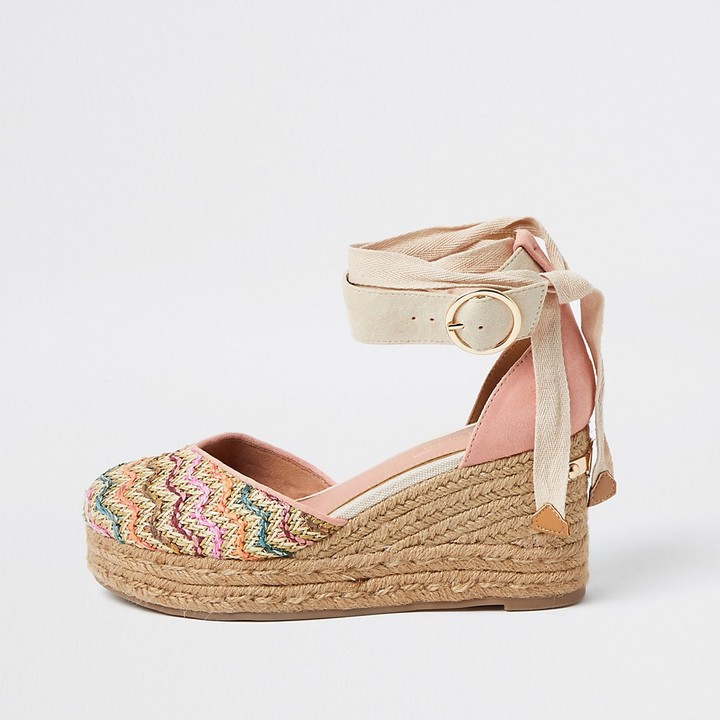 river island flatform espadrille sandals with buckle in cream