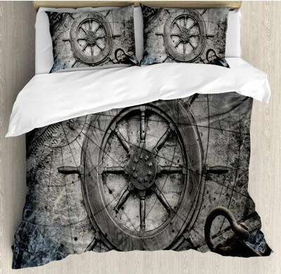 Ambesonne Ships Wheel Duvet Cover Set