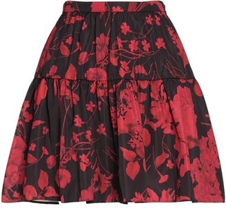 最終SALE! RED VALENTINO Floral-Print Skirt Red Valentino // Pink & Black Floral Gathered Mini Skirt