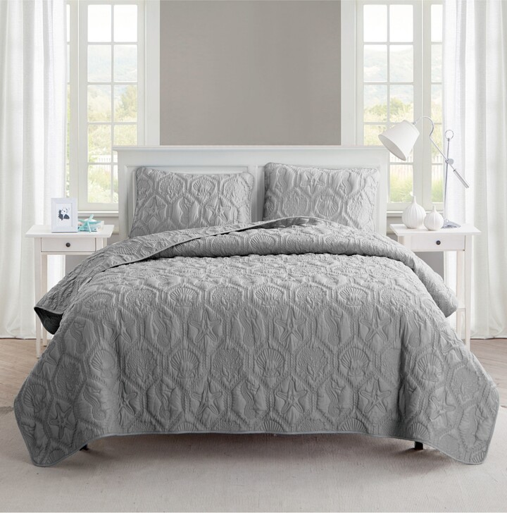 VCNY Home Shore Embossed 3-Piece Quilt Set, King