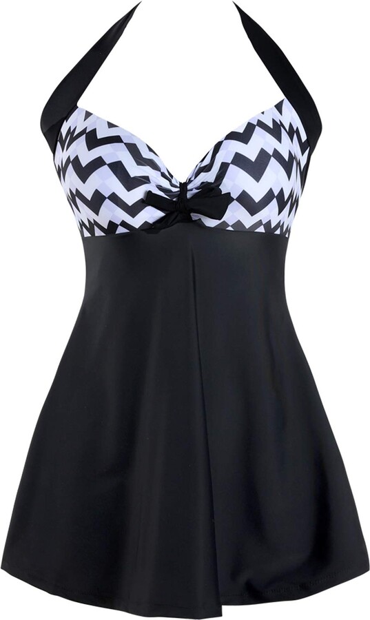 Sixyotie Women's Plus Size Swimsuit One Piece Swim Dress with Skirt