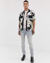 Thumbnail for your product : AllSaints revere collar shirt with sacred print in black