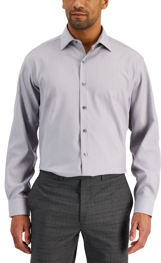 Alfani Men's Regular Fit 2-Way Stretch Herringbone Dress Shirt, Created ...