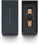 Thumbnail for your product : Daniel Wellington Melrose Black 36mm Dial Rose Gold Stainless Steel Mesh Strap Watch