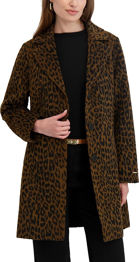 Tahari Lina Leopard Print Coat