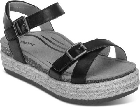 Aetrex AetrexWomenPaulaArchSupportPlatformSandalblack9-9.5