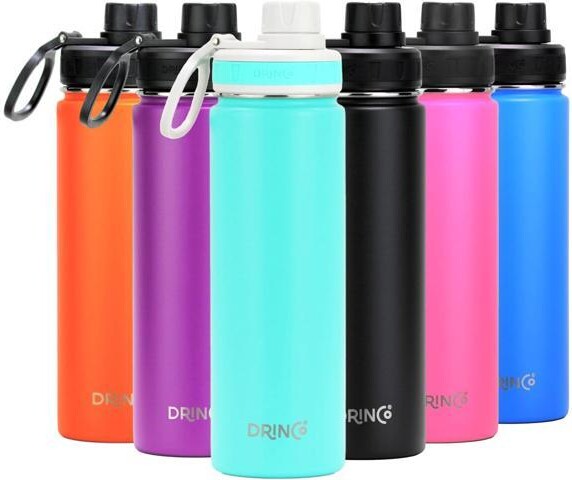 WOOJONG DRINCO Stainless Steel Water Bottle Spout Lid Vacuum Insulated Double Wall Water Bottle Wide Mouth (40oz 32oz 22oz 18oz 14oz) Leak Proof Keep Cold...