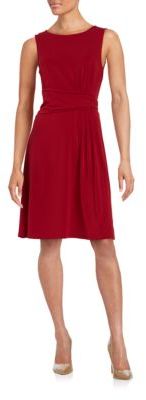 Adrianna Papell Pleated Waist Sleeveless Fit-and-Flare Dress