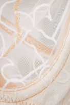 Thumbnail for your product : Le Petit Trou Lessay Ruffled Embroidered Stretch-tulle Underwired Soft-cup Bra - Neutral