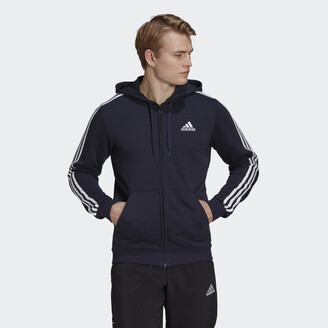 adidas Essentials French Terry 3-Stripes Full-Zip Hoodie Legend Ink XL Mens  - ShopStyle