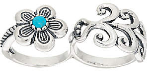 American West Sterling Turquoise Double FingerFlower Ring
